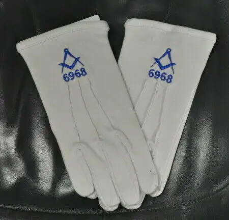 Custom Masonic Gloves with Square & Compass Lodge regalia