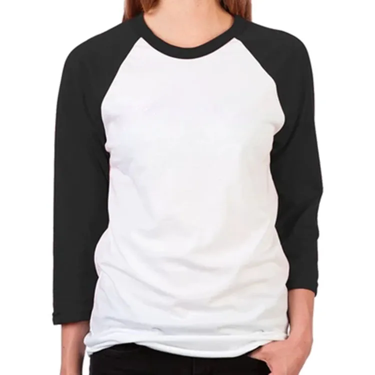 Wholesale Womens Raglan Green Baseball Long Sleeve Two Tone Tee Shirt Woman T Shirts