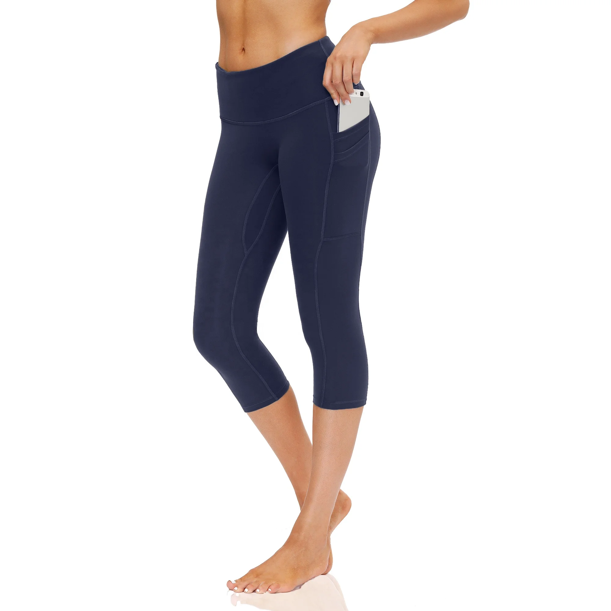 
 Женские эластичные спортивные Леггинсы с высокой талией, шорты с карманами из полиэстера и спандекса  