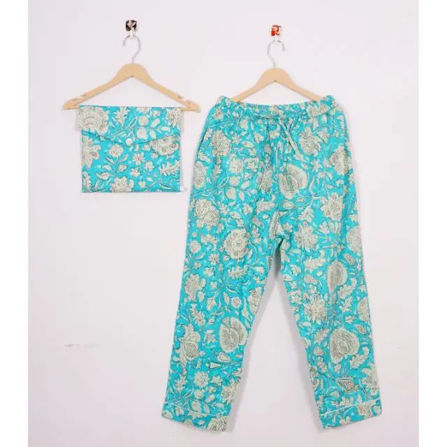 Indian Pajama Set Cotton Floral Print Cotton Light Ultra Soft Night Dress Women Cotton Pants Shirt Nightwear Pajama Set