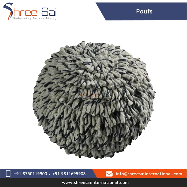 Indian Exporter Hot Selling Hand Made Wool Poufs with Polystyrene Balls Filling