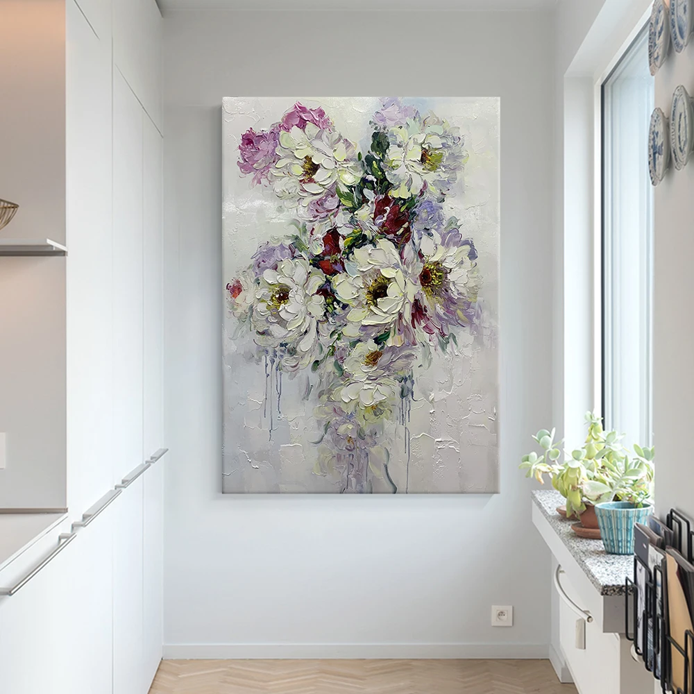 Peony Flower Wall Picture Art Nordic Pink Poster Wall Paintings for Girls Living Room Pop Art Decor 24X32inch/60X80cm