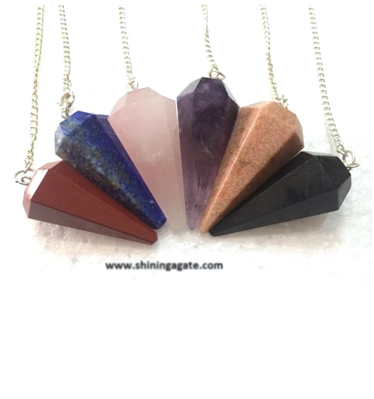 Mix Gemstone Six Faceted Dowsing Pendulums Gemstone Healing Pendulum Wholesale Healing Agate Pendulum