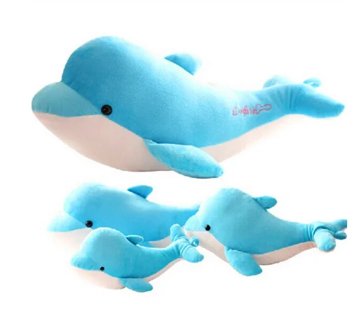 2020 Custom Soft Sea World Stuffed Dolphin Plush Animal Toy/Hold Pillow Cushion Blue plush Dolphin pillow toy for promotion/