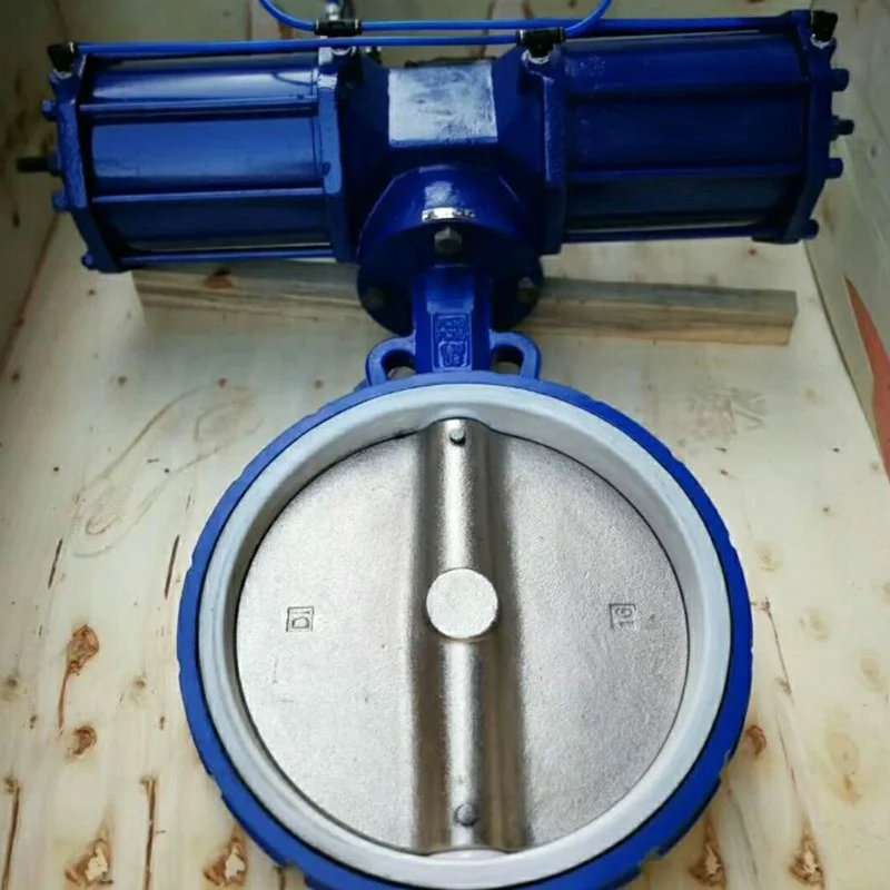 AW Pneumatic Actuator Spring Return Double Acting Pneumatic Wafer Type PTFE Butterfly Valve