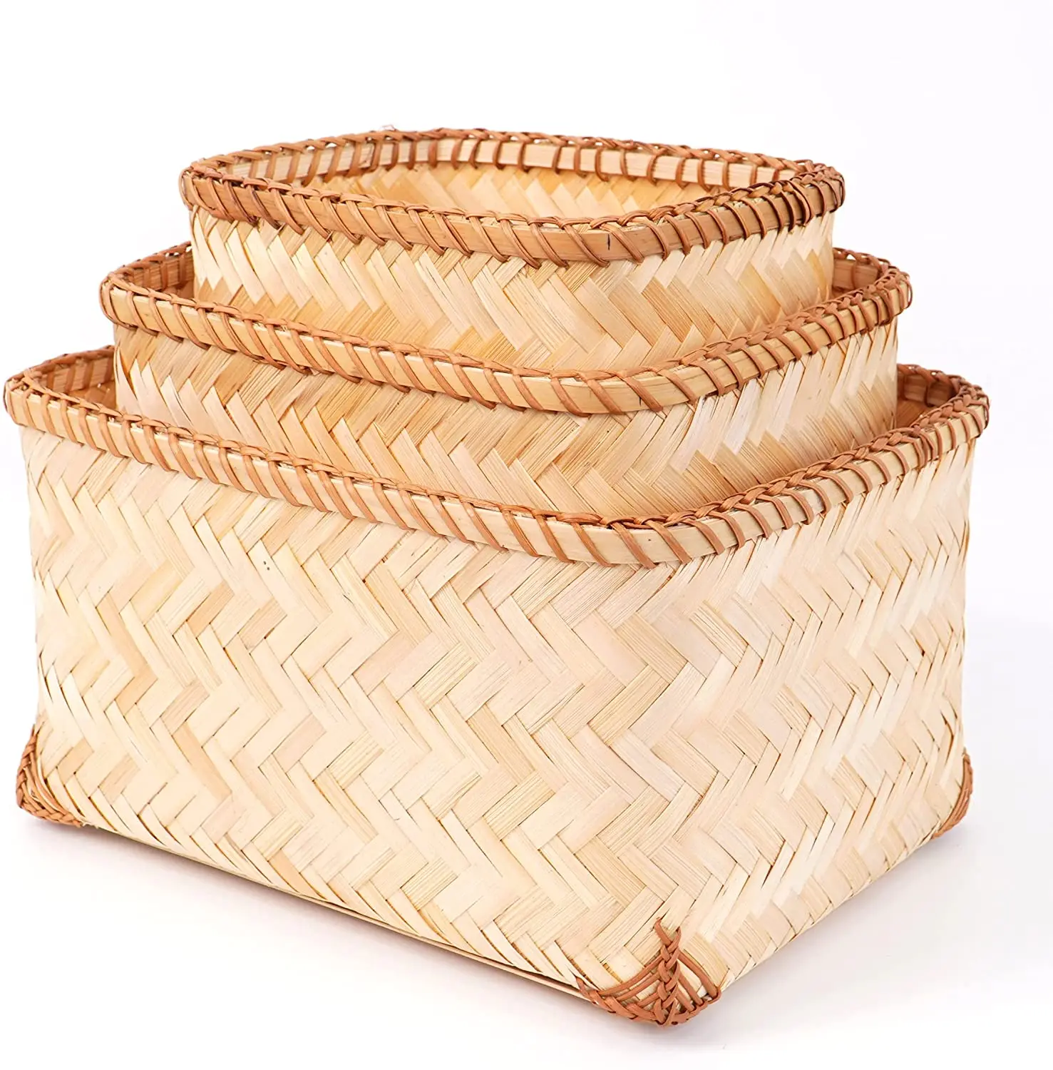 Compactor Bamboo Woven Storage Basket Bamboo Basket Bamboo Storage Basket Cheap Price High Quality Product For Sale