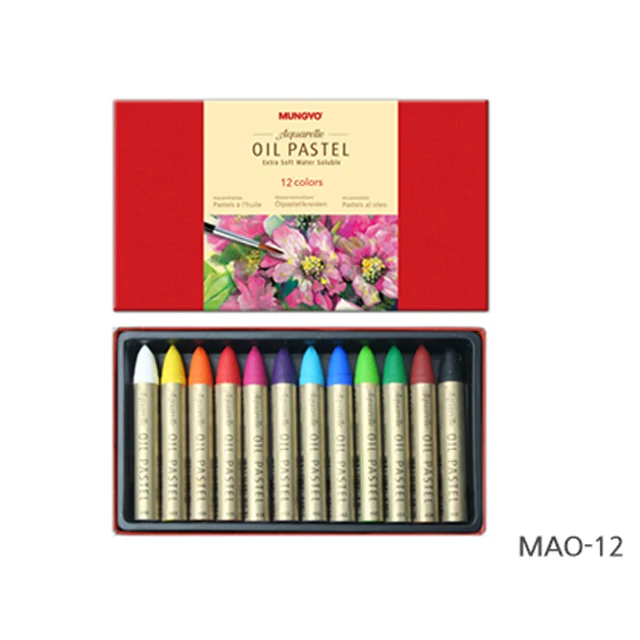 Mungyo Watersoluble Watercolor oil pastels (MAO) 12/24/24MN, Easily blends wet or dry, thins with water for washes