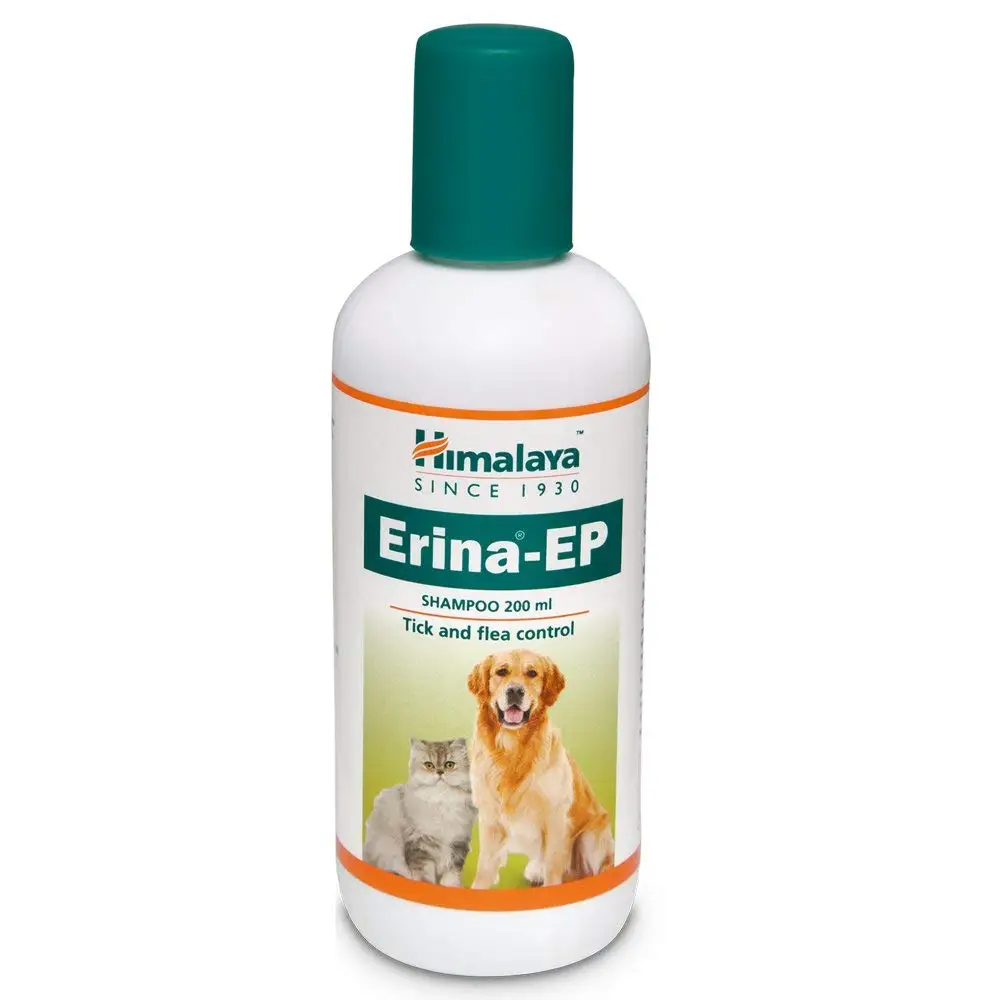 Himalaya Erina EP Shampoo Ecto Parasiticidal Shampoo Controls Ectoparasites like Ticks, Fleas, Lice in Pets - 200 ml