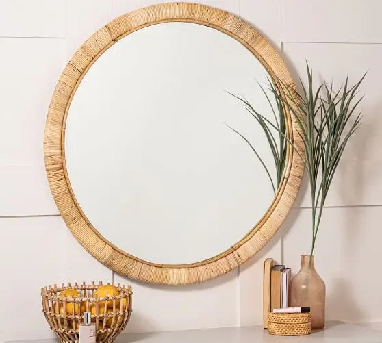 Vietnamese Best Seller Rattan Wall Mirror Round Mirror Flower Mirror For Decoration in Bathroom Bed Room