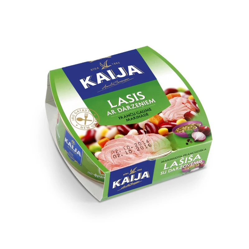 Seafood in tomato sauce or vegetable oil canned salmon fillet