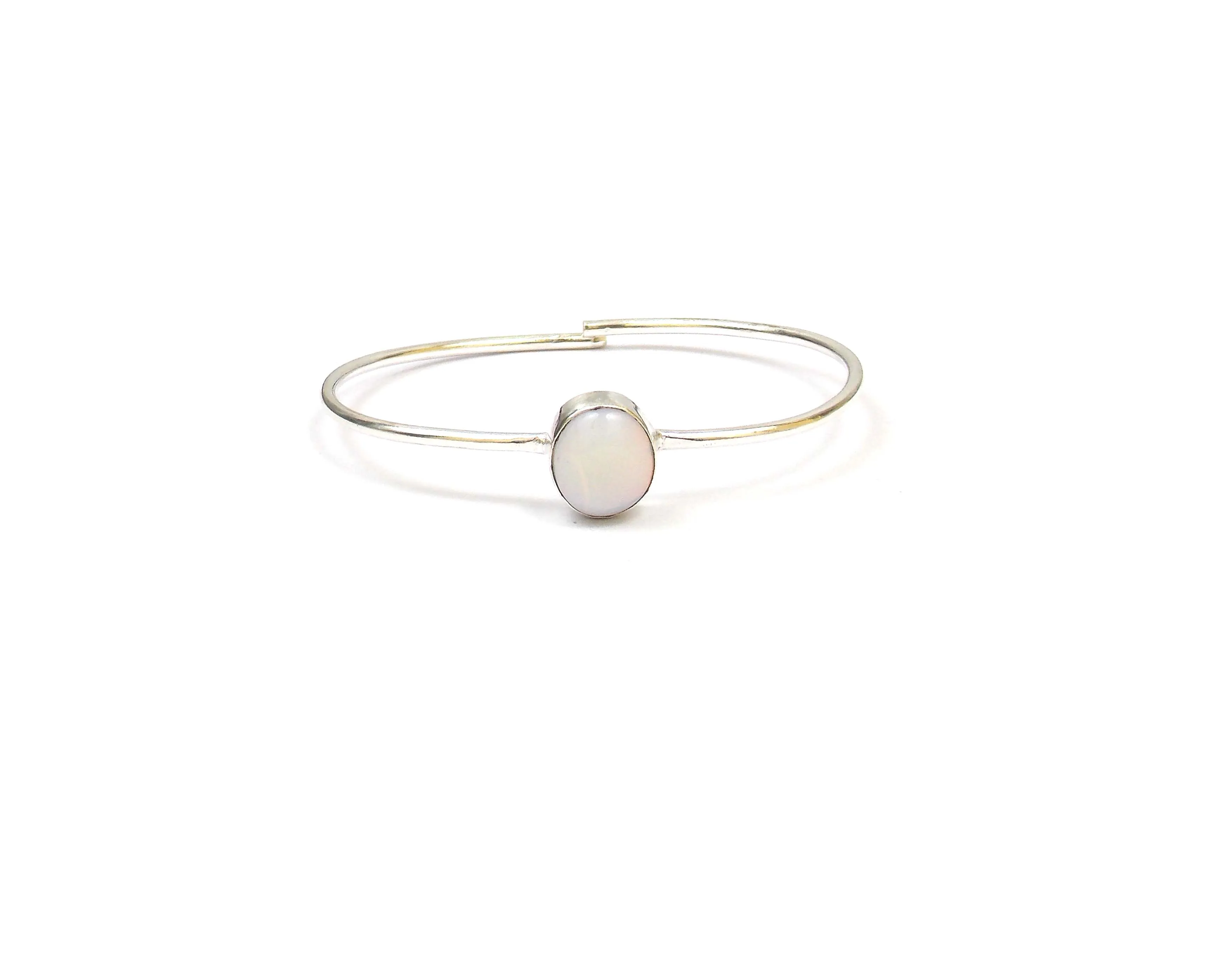 White Opal Oval Shape Gold Plated Jewelry Making Adjustable Gemstone Bangles Best Gift For Valentines Day