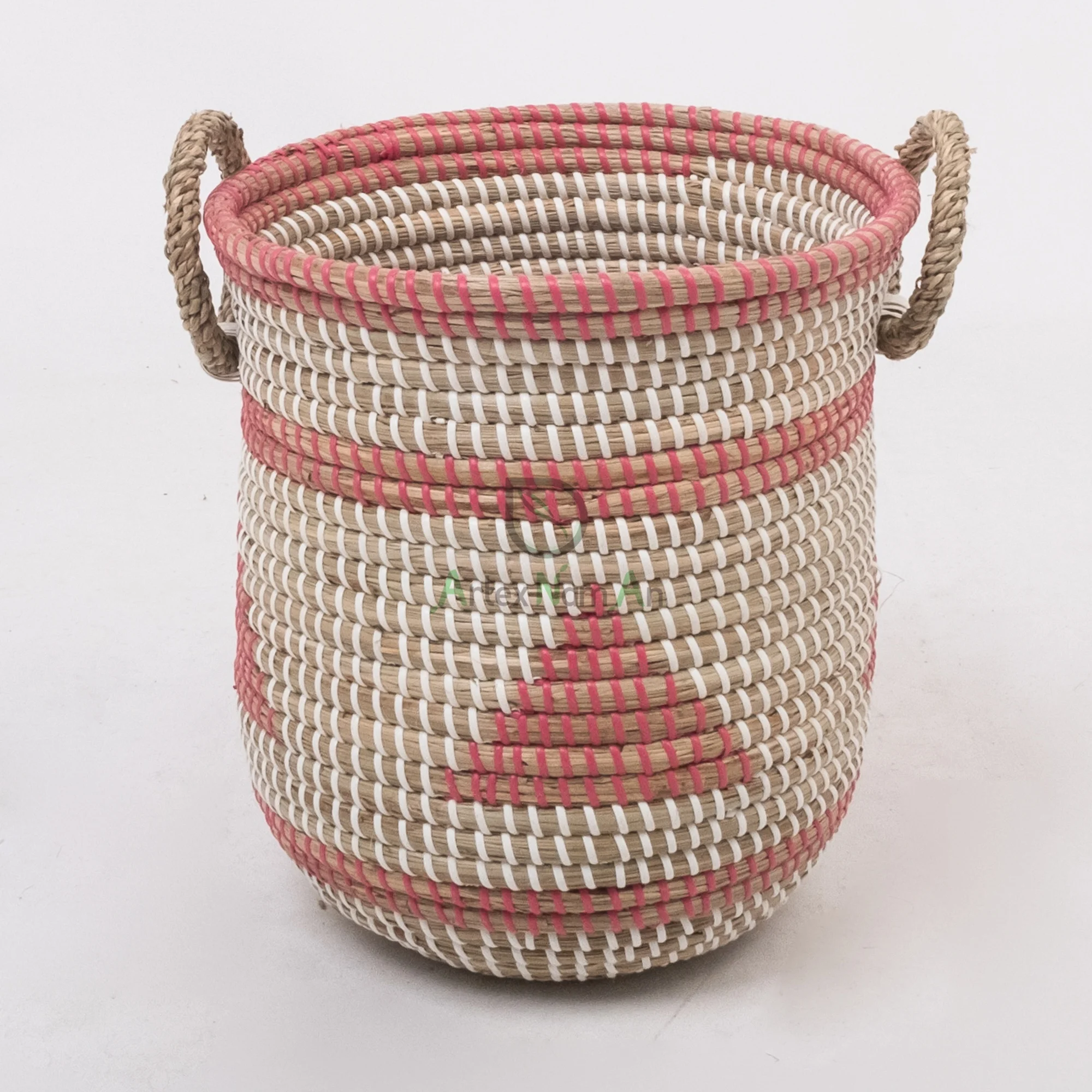 Vietnam Wholesale Natural White Water Hyacinth Flower Planter Set round Pattern Woven Basket for Garden Decoration cm