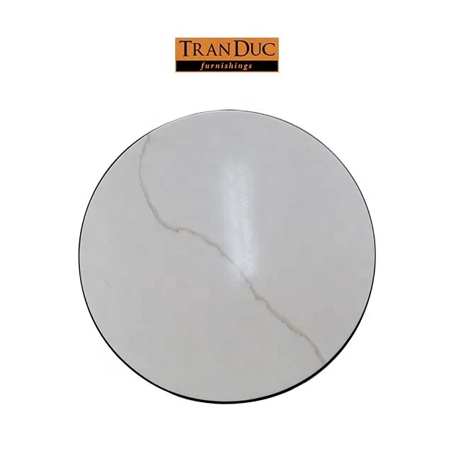 
Round white marble and black metal accent table for hotel bedroom furniture 