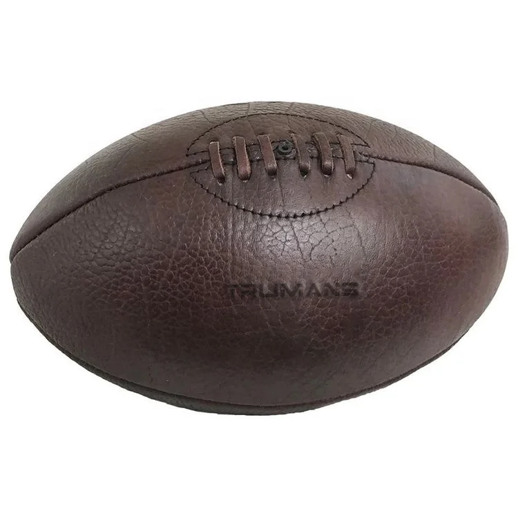 Classic Vintage Retro Old Antique Style American Football Souvenir Pakistani Handmade Genuine Leather Rugby Ball