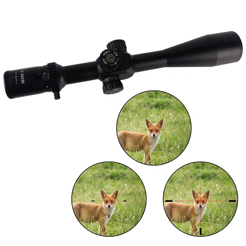  Стрелковый прицел FOCUHUNTER 6-24x50 первичный фокусный плоский FFP с подсветкой сетка для охотничьего