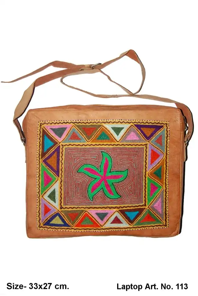 Fashion vintage style handmade leather slings, laptop bags crossbody bags with embroidery work designer handmade ladies bags