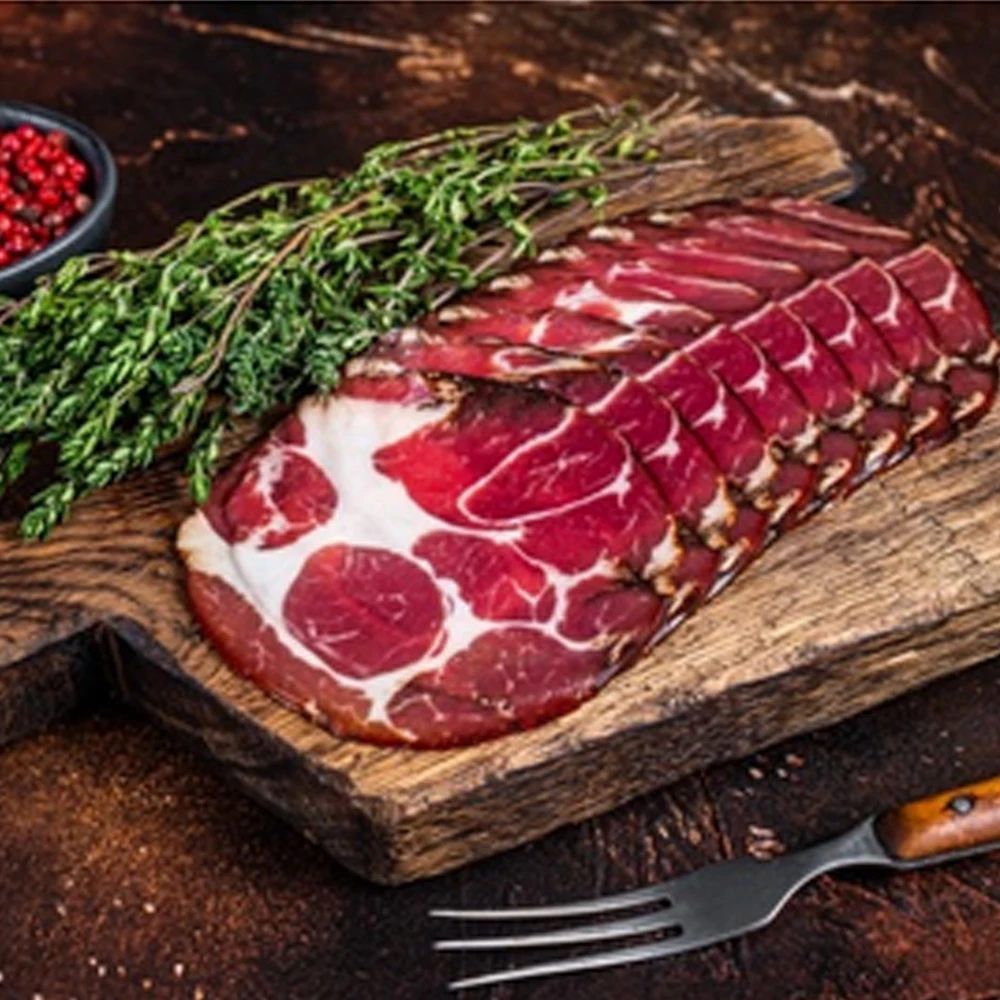 Итальянская Высококачественная итальянская капоколло цилиндрической формы Asprocotto ham of Aspromonte black Pig для закусок