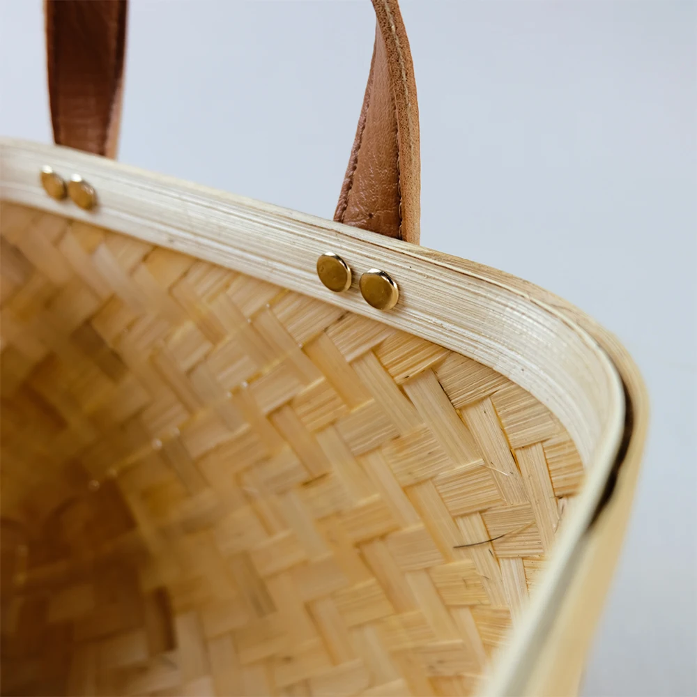 Natural Bamboo Woven Storage Baskets Scandinavian Style Decorative Baskets for Living Room Made in Vietnam for Easter Gifts