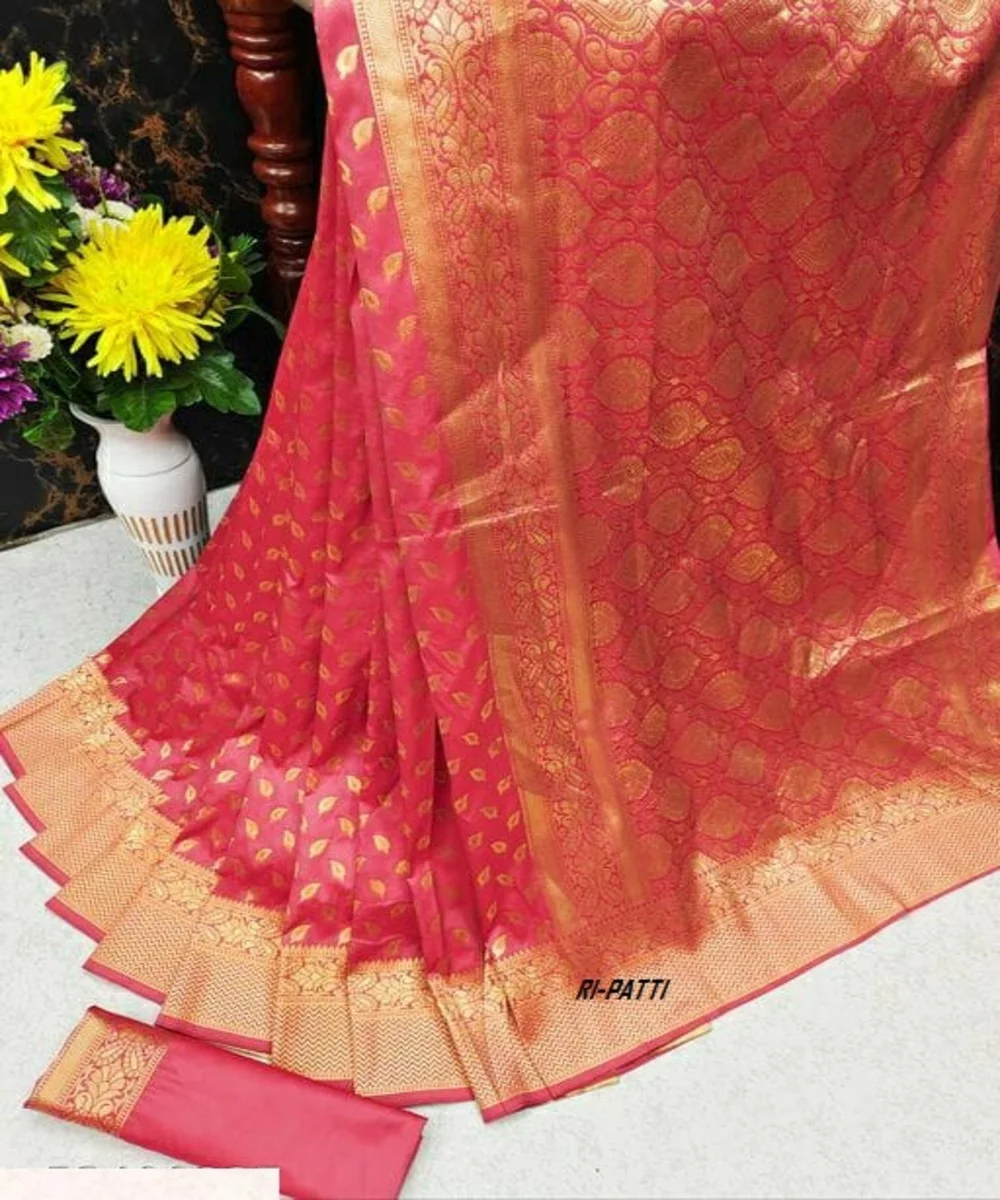 Banarasi silk jacquard saree with blouse women wear ladies party festival daily wear soft cotton silk sari wholesale low price