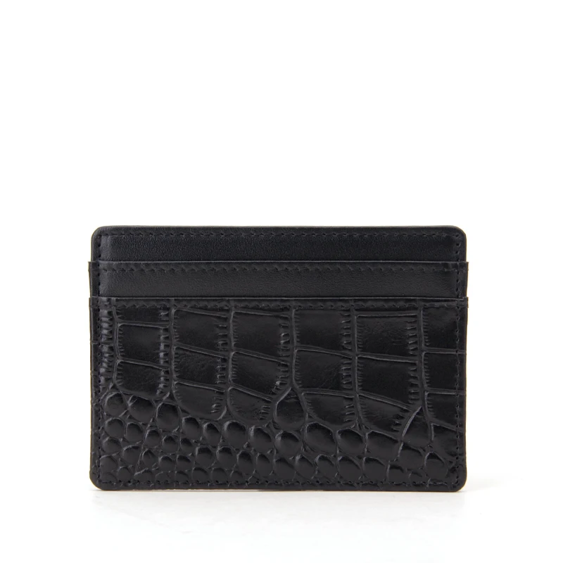 RFID Blocking Custom OEM Mens PU Crocodile Business Credit Card Holder