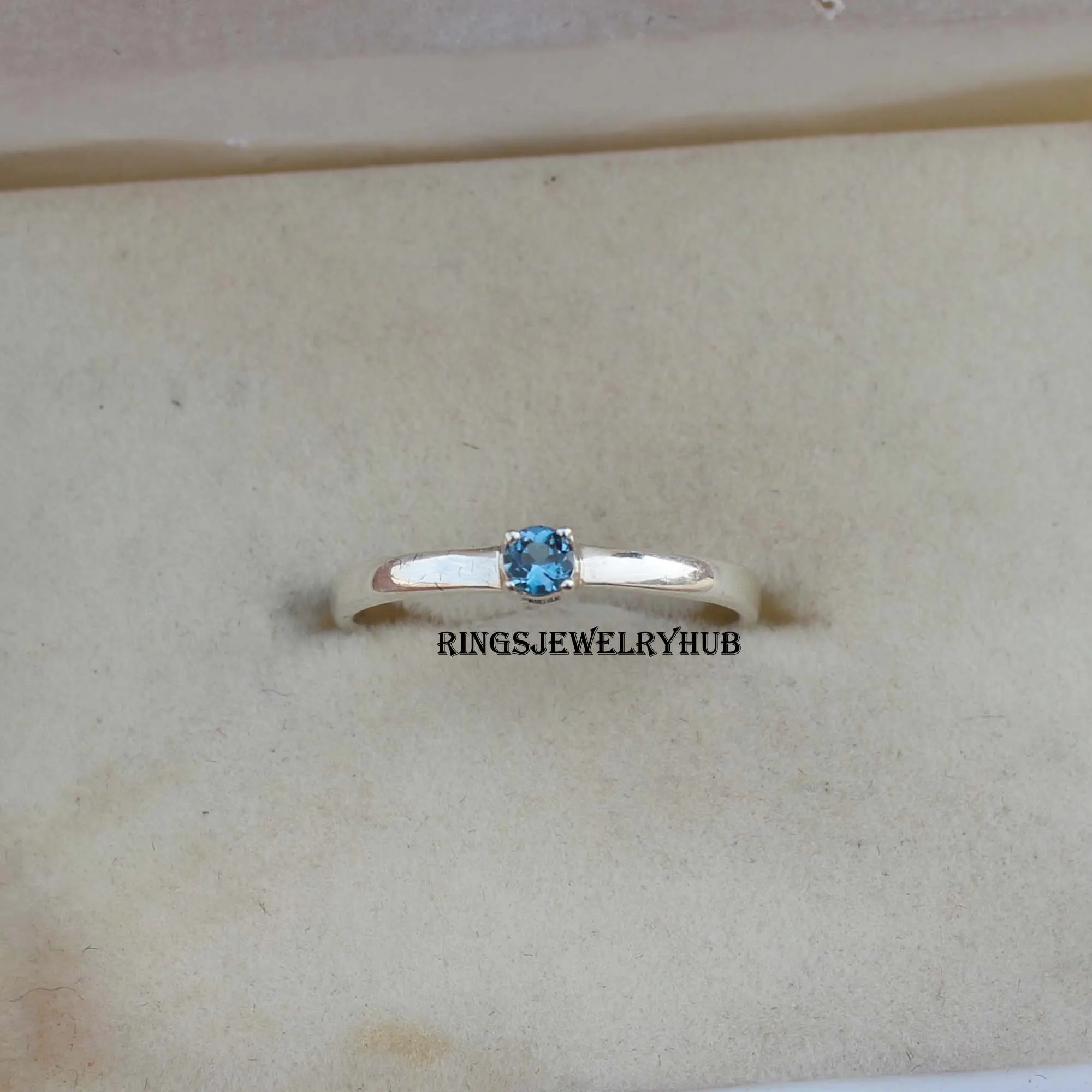 
Natural London Blue Topaz Ring Handmade jewelry Round Cut Ring Best Quality Silver Ring 
