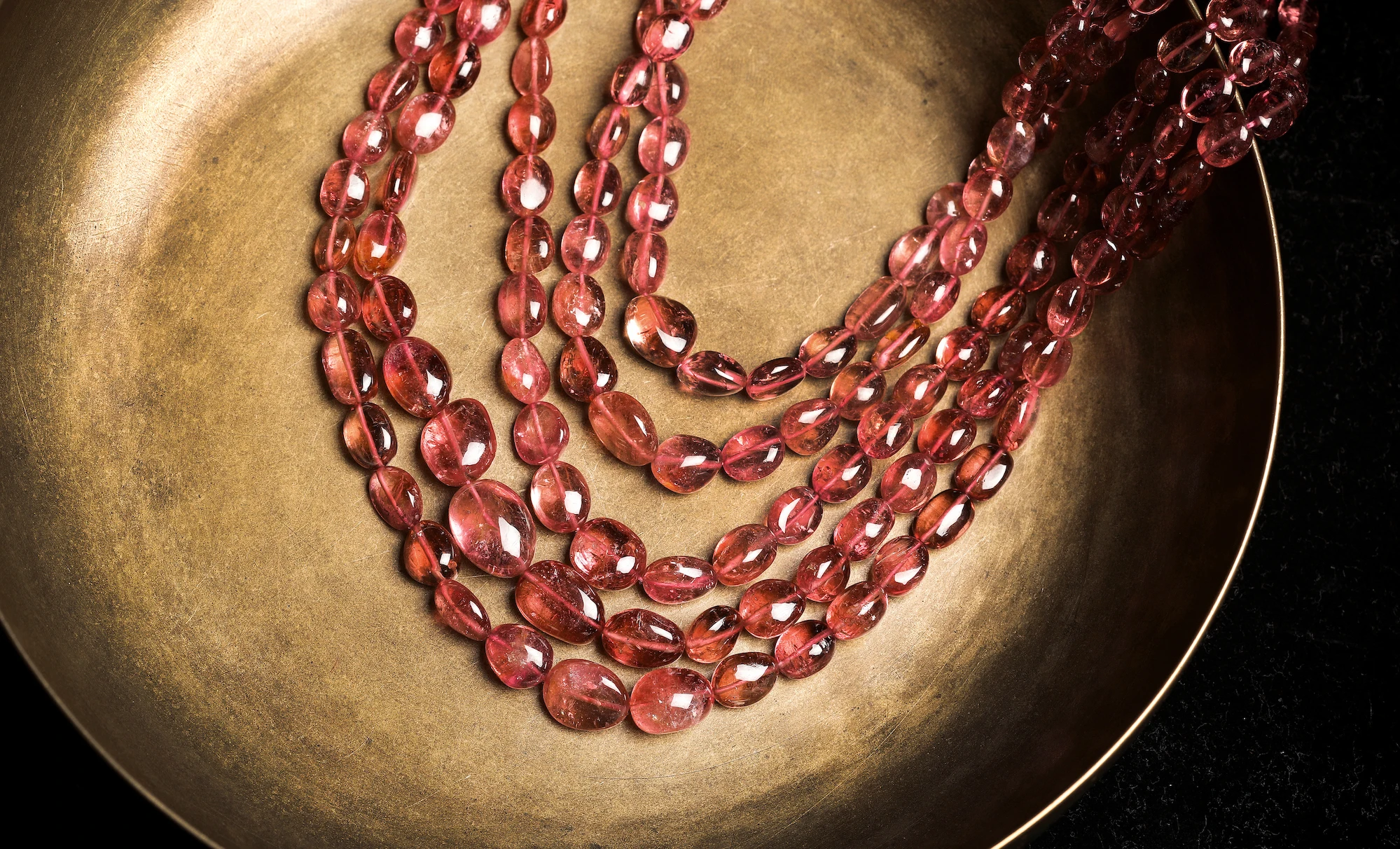 Rubellite драгоценные камни овальные бусины розовый камень 5 нитей ожерелье высшего качества по оптовой цене для ювелирных изделий