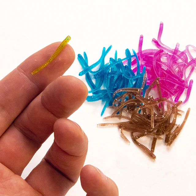 50 PCs Fishing lures shaman microworm. Color 004. Silicone worms. Summer fishing, winter fishing. Length 30mm.