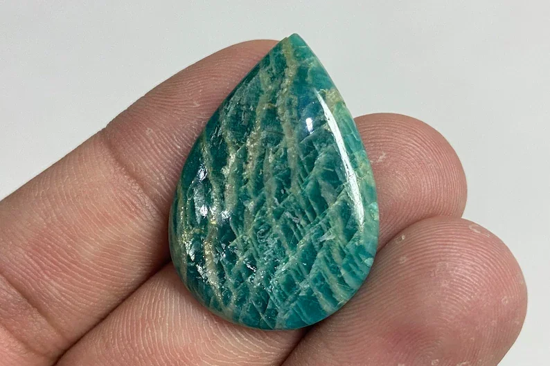 Natural Amazonite Pear Shape Genuine Loose Cabochon Gemstone for Jewelry Making All Size Available Wholesale Supplier Birthstone