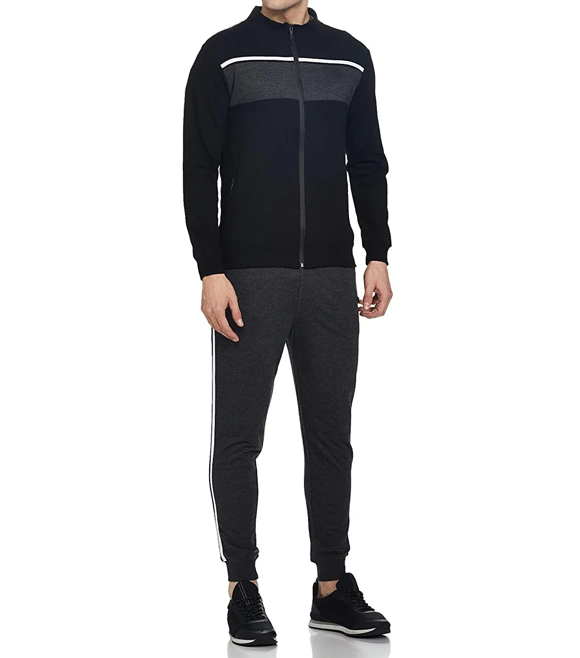 Unisex Slim Fit Tracksuit Contrast On Front And WaterProof Dtm Nylon Zip 3/3 Logo Free From Our Side