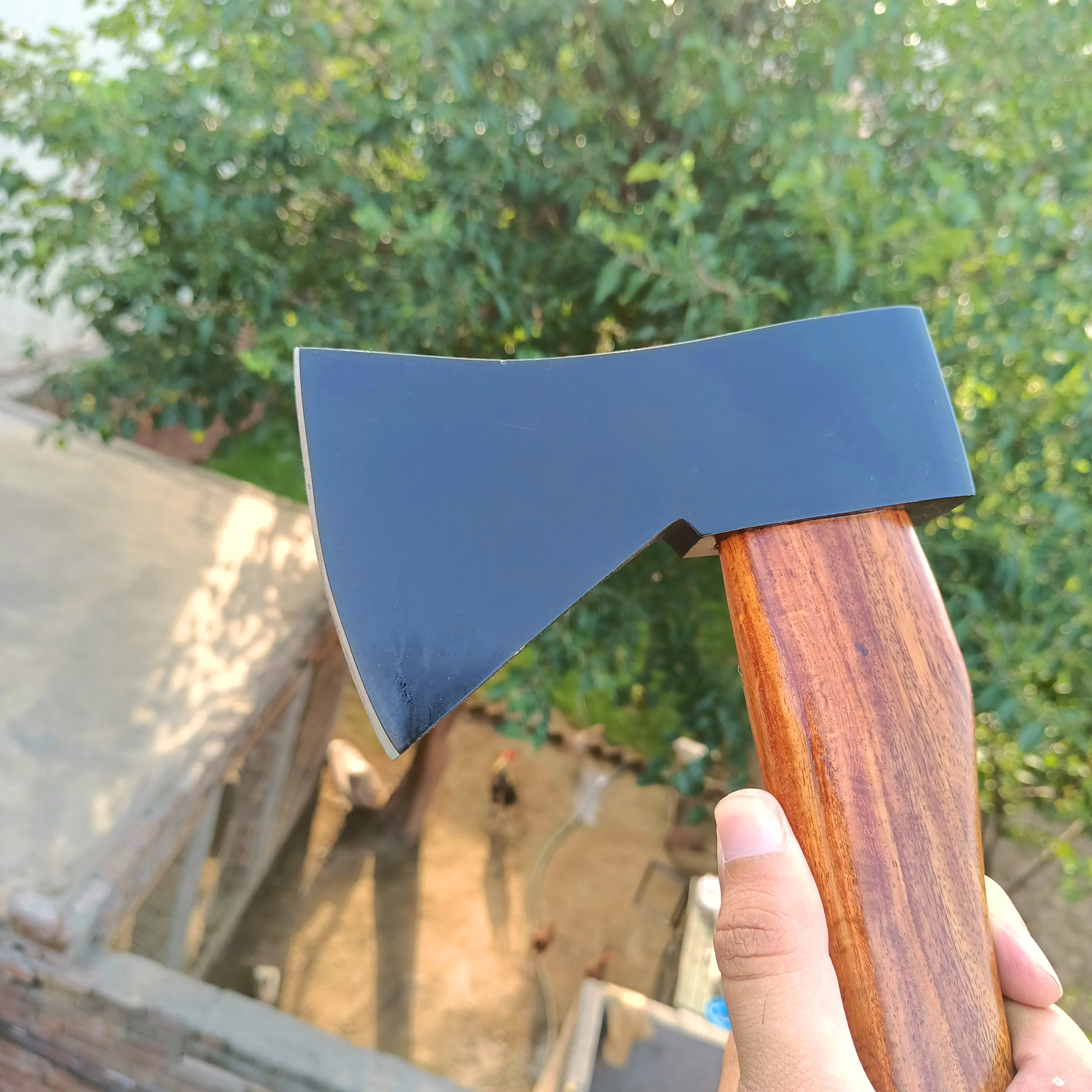 Топор викингов ручной работы из углеродистой стали с Черной головкой Медный топор для выживания и кемпинга деревянной ручкой оптовая продажа кожаным футляром