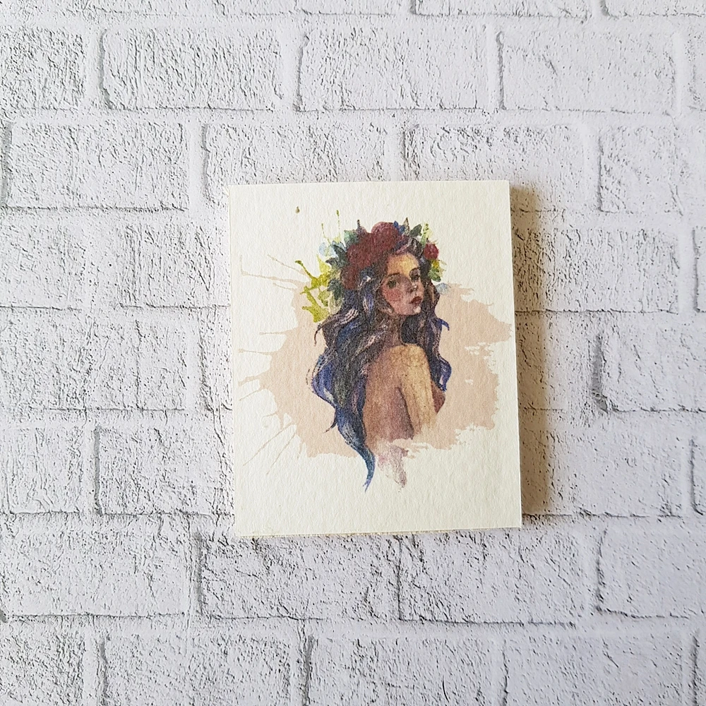 Dollhouse Miniatures Wall Decoration Water Color Woman Picture on Wood