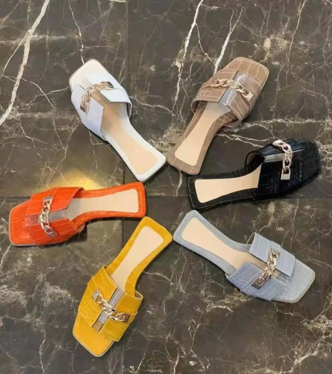 2022 Low Price Soft and Comfortable RTS Slip On Flats Square Head Sandals for women open toe slippers