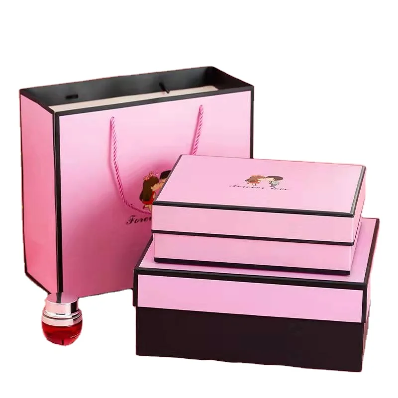 Wholesale Custom Printed luxury black pink gift bag paper with ribbon wedding birthday gift custom paper bags for cloth shoe