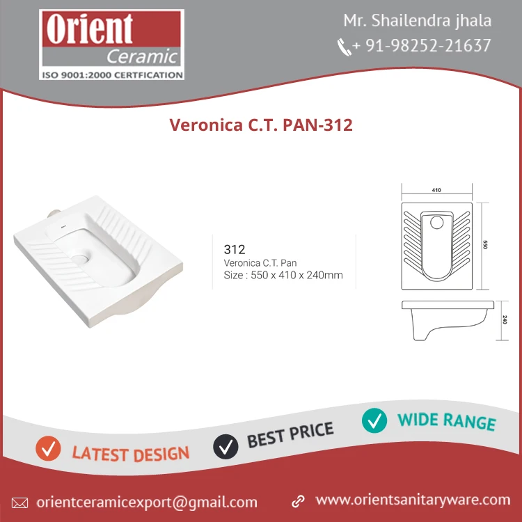  Luxurious Design Glossy and Durable Surface Ceramic Squatting Pan