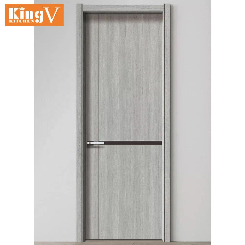 KINGV Top quality Singapore hotel project Interior hdf melamine door with glass inserts