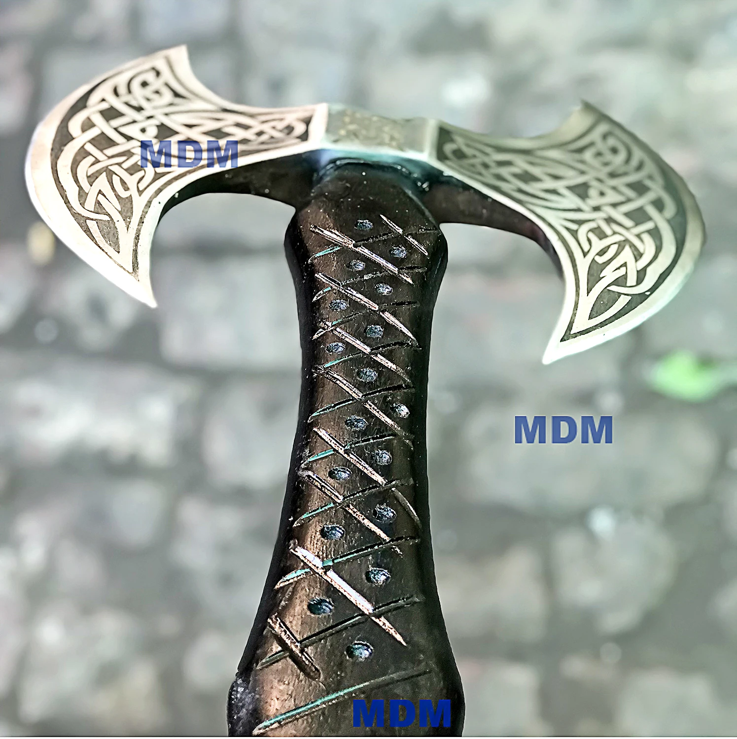 Custom Handmade Double Carbon Steel Axe Double Headed axe War Battle. Wood handle with leather sheath