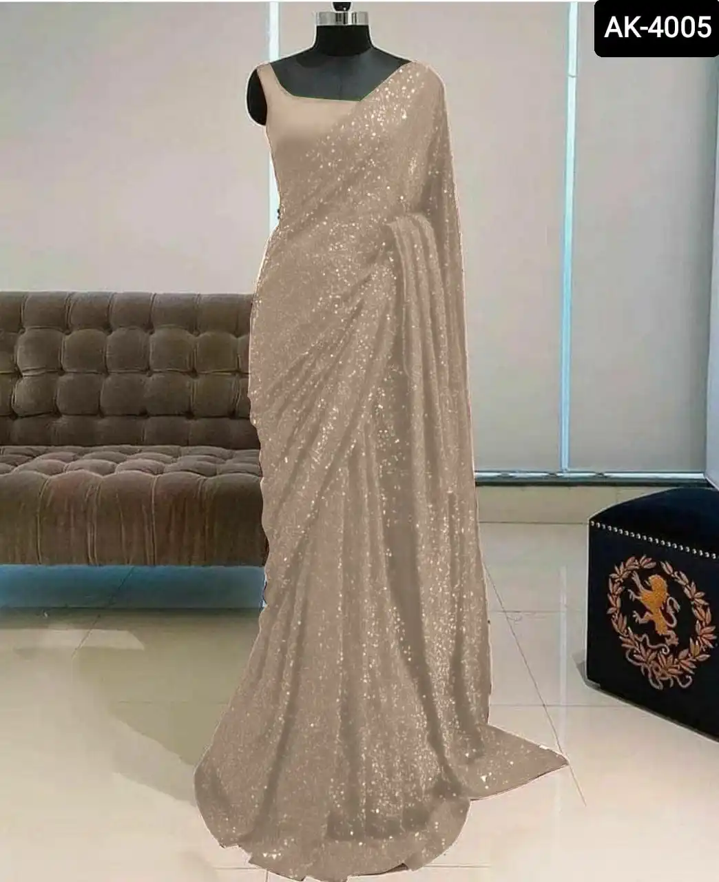 Indian Style Ethnic Wear Georgette Material Sequence Work Saree with Heavy Bangloriy Silk Lace Sequence Border Blouse for Women