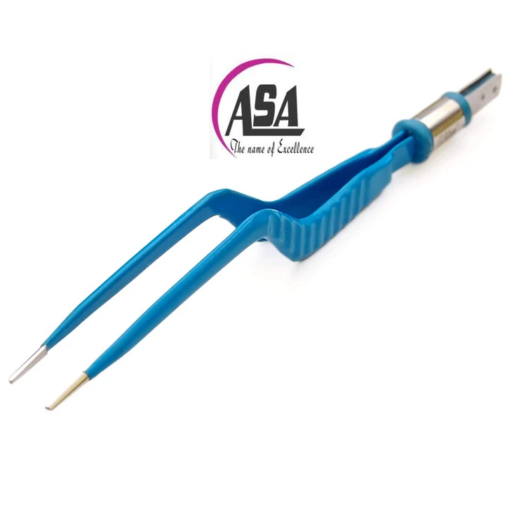 Bipolar Electrosurgical Forceps Non Stick Bipolar Bayonet 220mm 1.5mm Tip Forceps