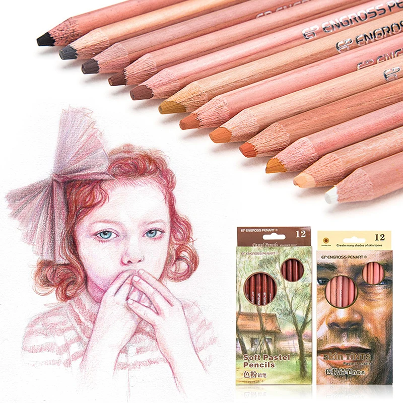EP engross penart 12/set color artist professional solf pastel colored pencil for portrait and landscape series