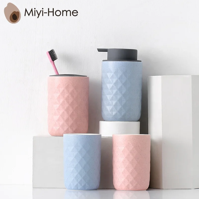 Classics Pink series 4-Piece Bath and Vanity Luxury Bathroom Essentials Accessory Set with Toothbrush Holder