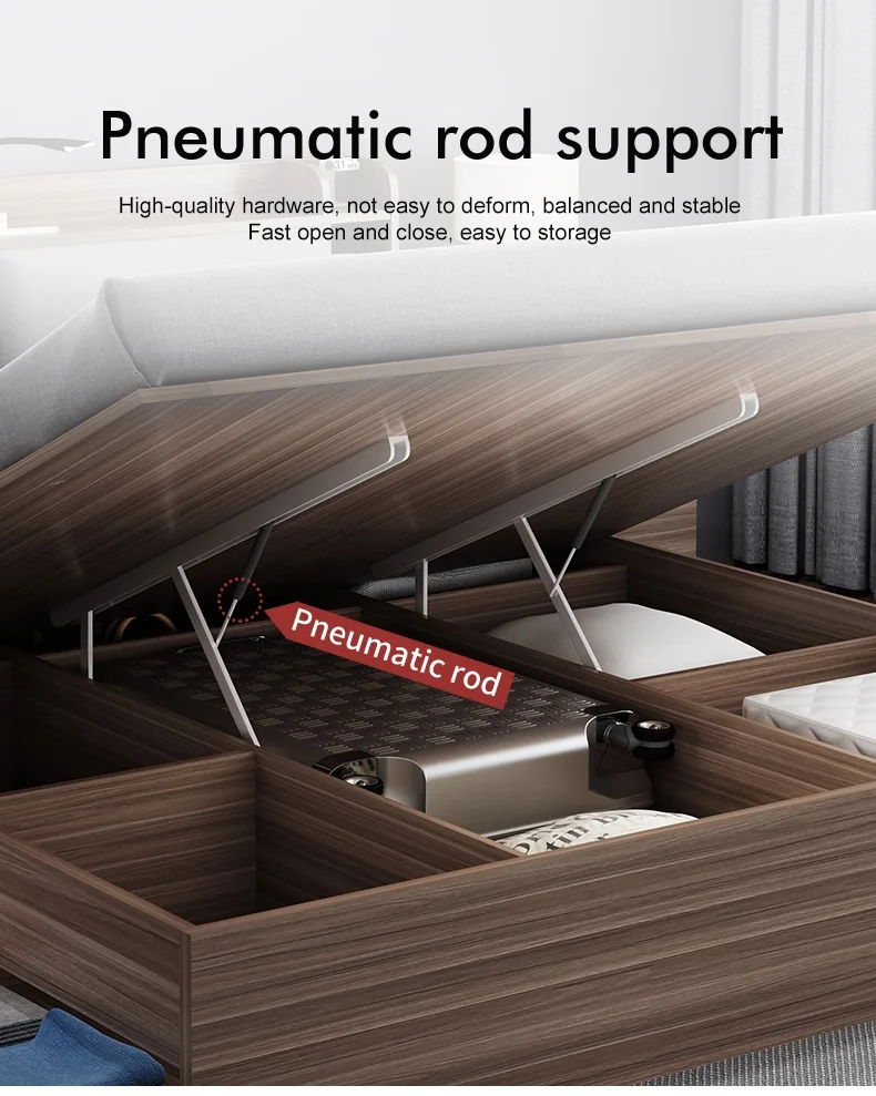 Modern Hydraulic Lift Up Luxury Bedroom Wooden Bed Frame Furniture Underbed Storage Compartment MARINO Bed With Storage