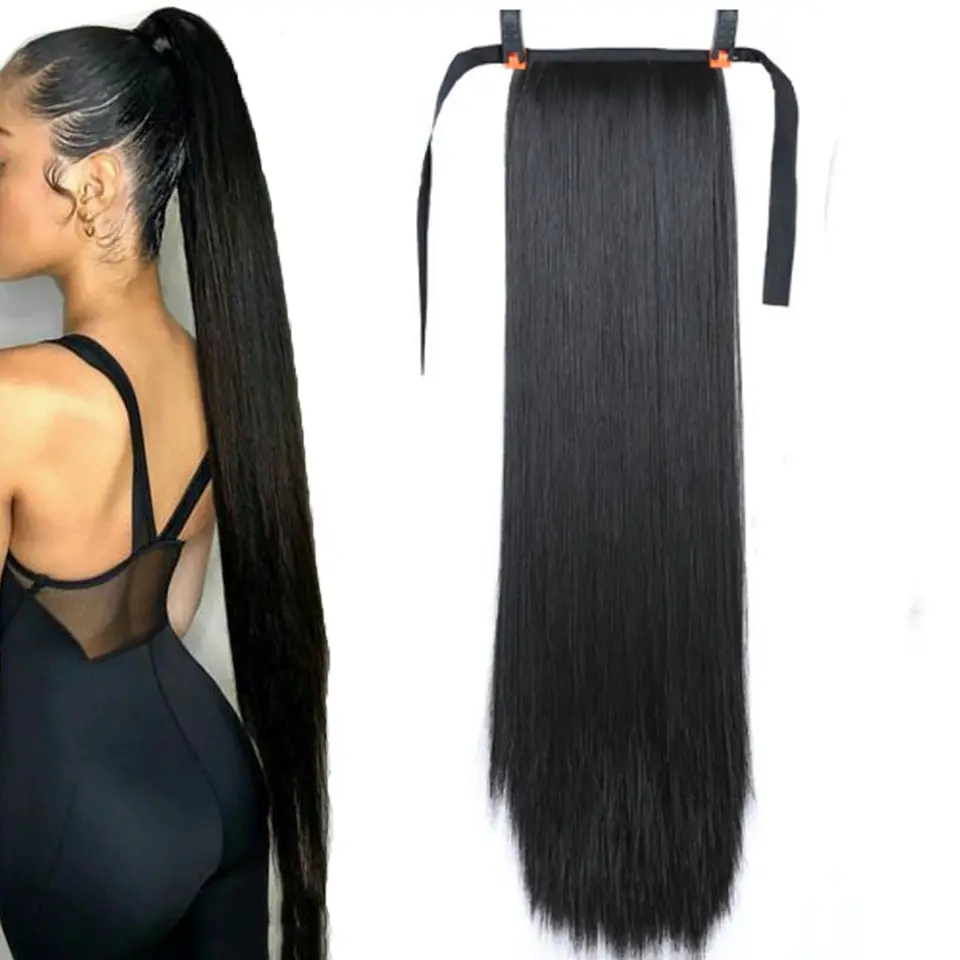 Dark Brown And Black Ponytail Hair Extension 16 to 30 Inches By Oriental Hairs