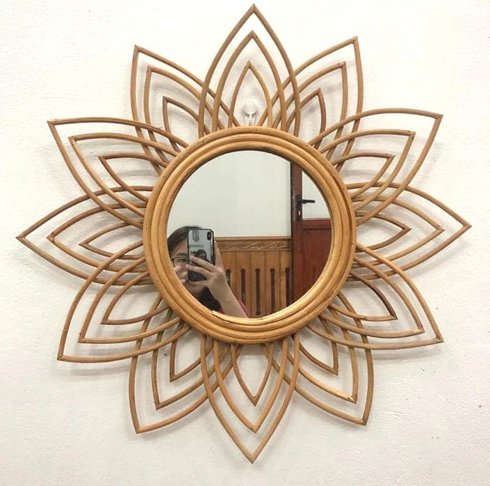 Hot New Product Handicraft Rattan Mirror For Home Decoration Wall Mirror Made From 100% Rattan In Vietnam