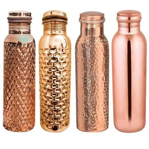 Diamond and Hammered Design Pure Copper Water Bottle Capacity 1000 ML For Home School Office Tour and Gym