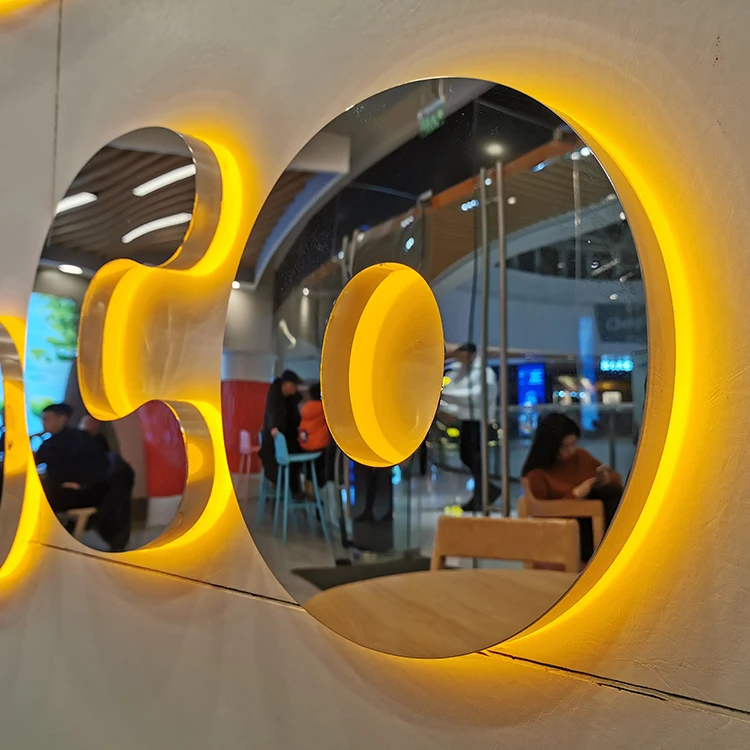 Outdoor Building Store Signage Custom Shop Stainless Steel Backlit Signage Metal Acrylic Letter Door LED Signage