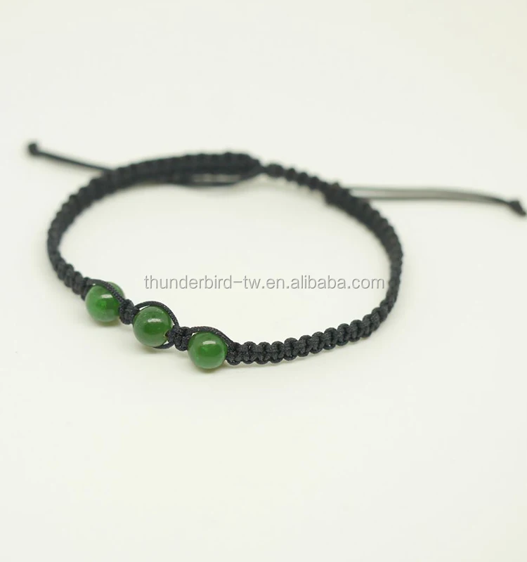 
wholesale kids unisex gemstone nephrite jade beads surf cord bracelet 