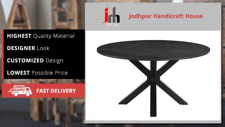 Industrial & Vintage Bulk Selling Black Marble Round  Shape Dining Table at Best Price & made with the best quality material