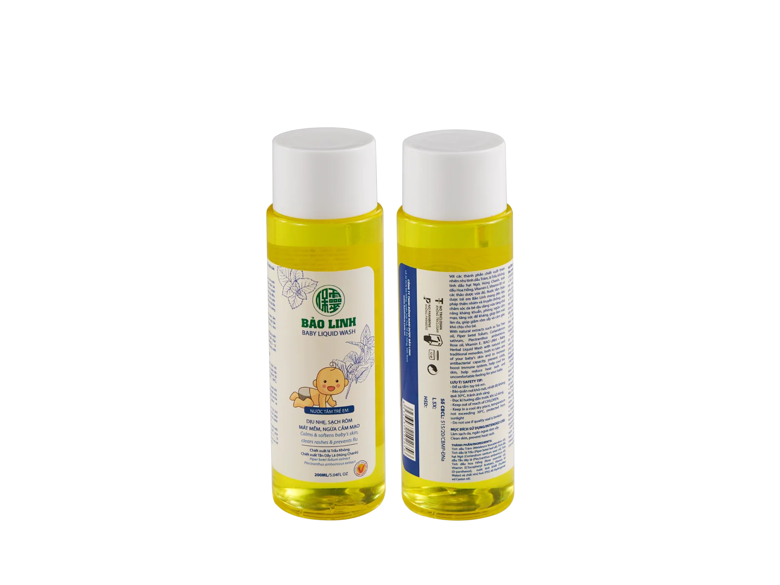 Prevent Skin Diseases, Smooth And Soft Baby Two In One Shampoo Herbal Essential Oil Bao Linh Baby Bath Water Solution