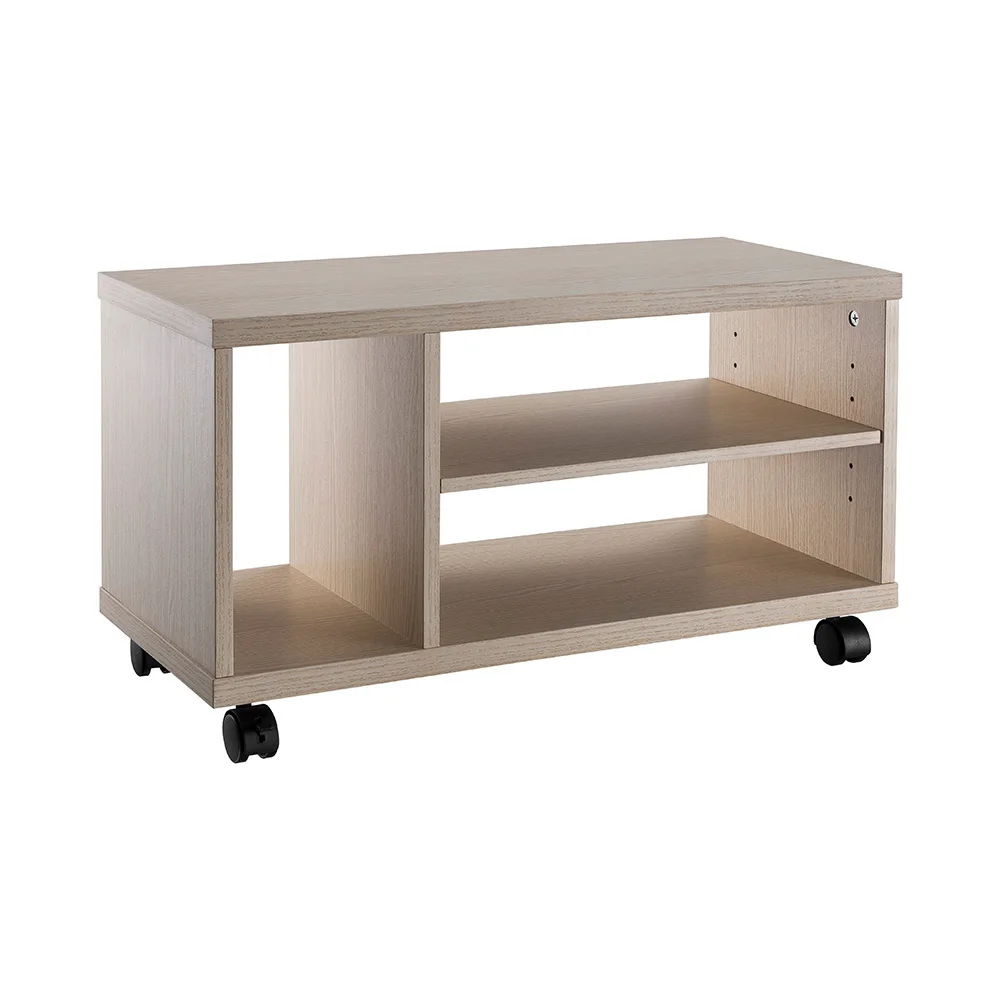 Mobile Wood Media Console TV Floor Stand with Adjustable Shelf With Ample Storage and Mobility