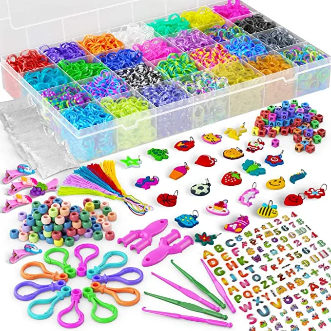 11000+ Colorful Loom Bands Set , Premium Rubber Bands for Bracelet Making Kit DIY Band Bracelet Mega Refill Kit Girls